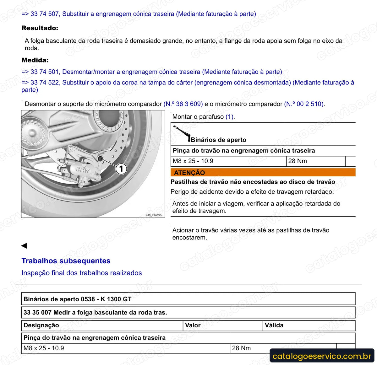 Página do Manual de Serviço BMW K 1300 GT 2009 com procedimento ilustrado (2)