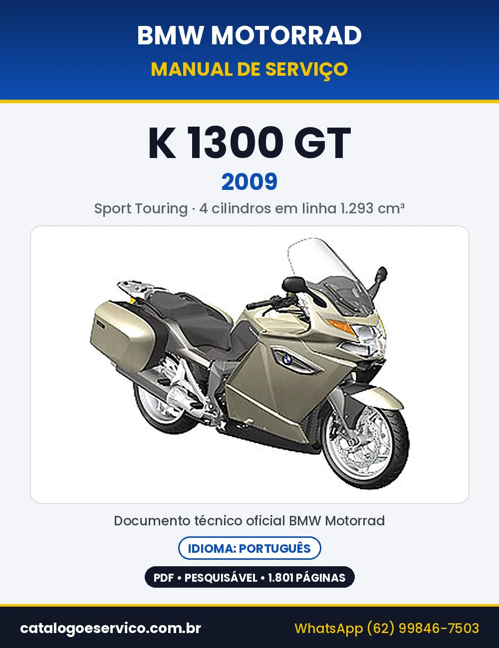 Capa do Manual de Serviço BMW K 1300 GT 2009 em PDF
