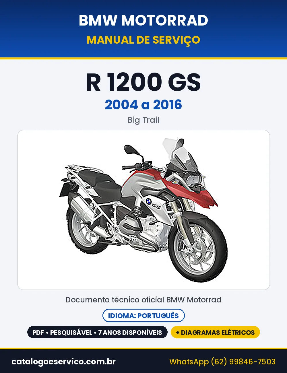Capa do Manual de Serviço BMW R 1200 GS 2004 a 2016 em PDF
