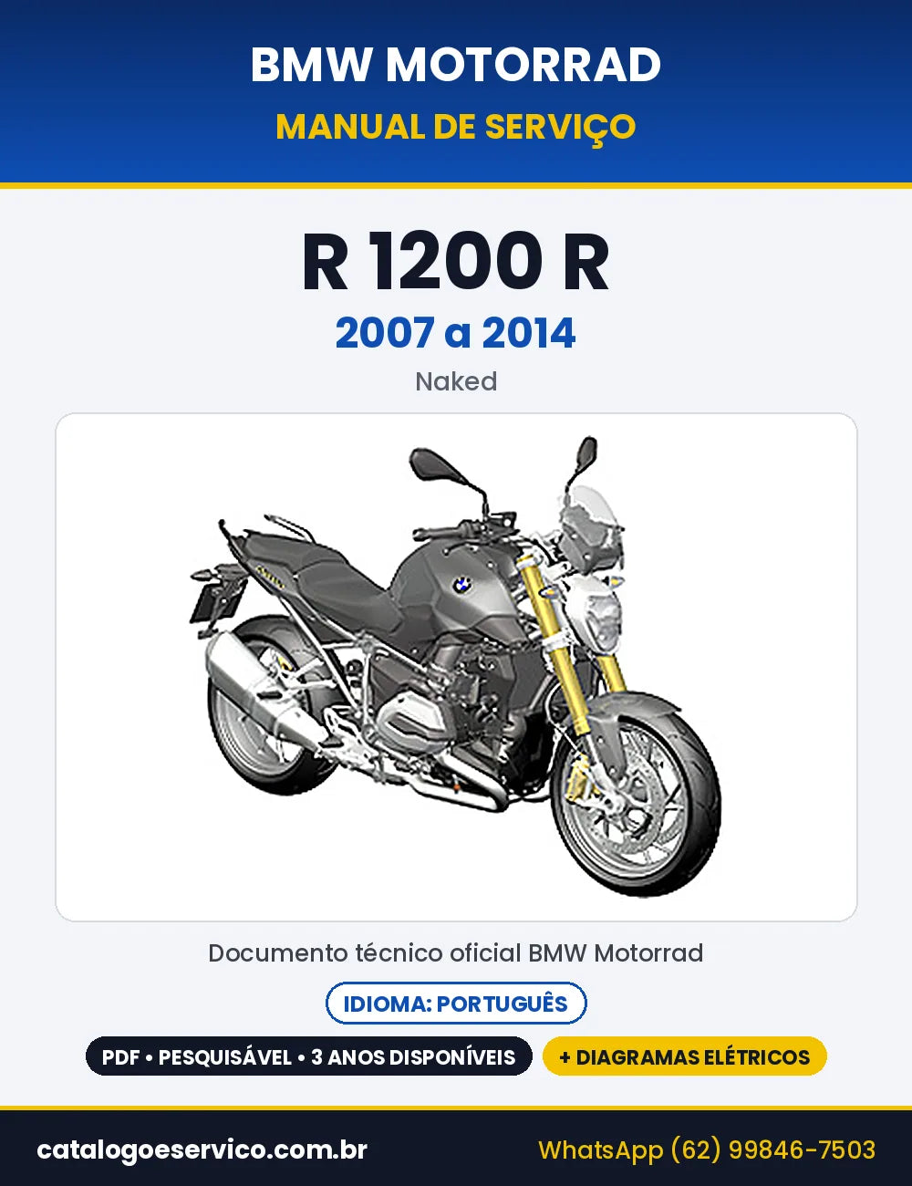 Capa do Manual de Serviço BMW R 1200 R 2007 a 2014 em PDF