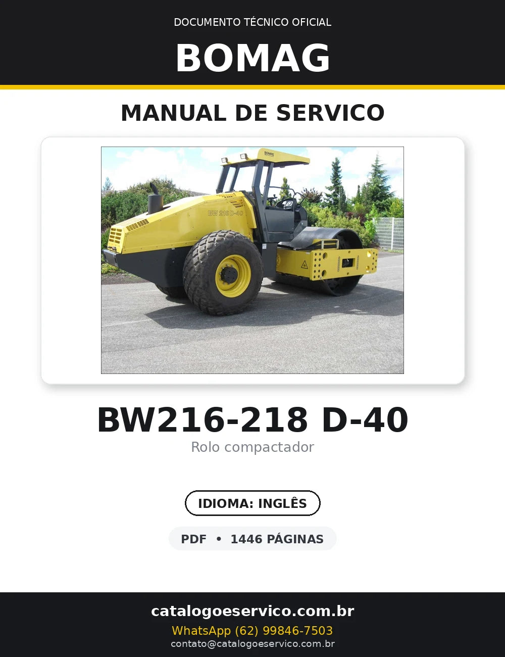 Manual De Serviço BOMAG - BW216 D-40\PD-40,BW218 D-40 Roller — capa
