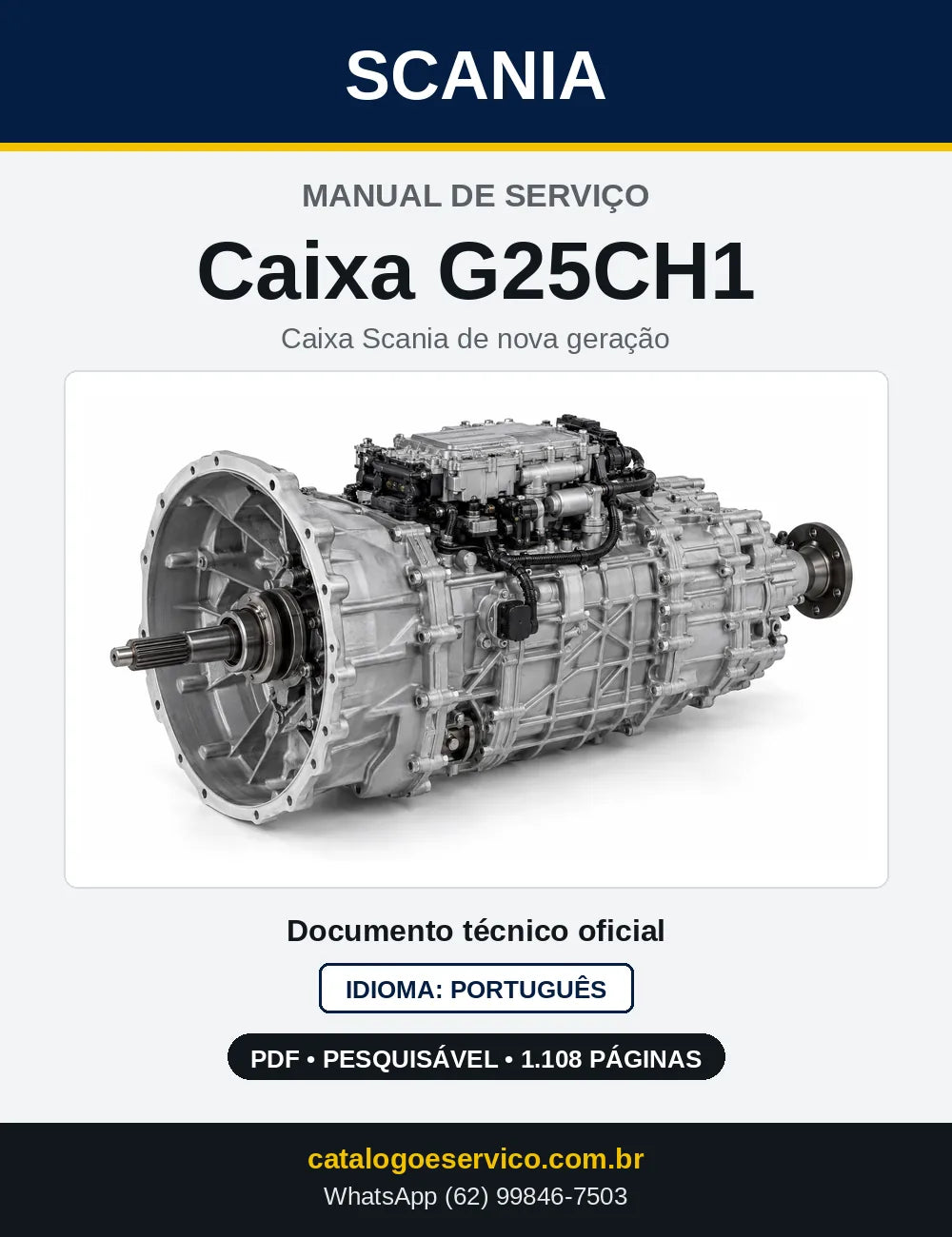 Capa do Manual de Serviço da Caixa de Mudanças Scania G25CH1 em PDF