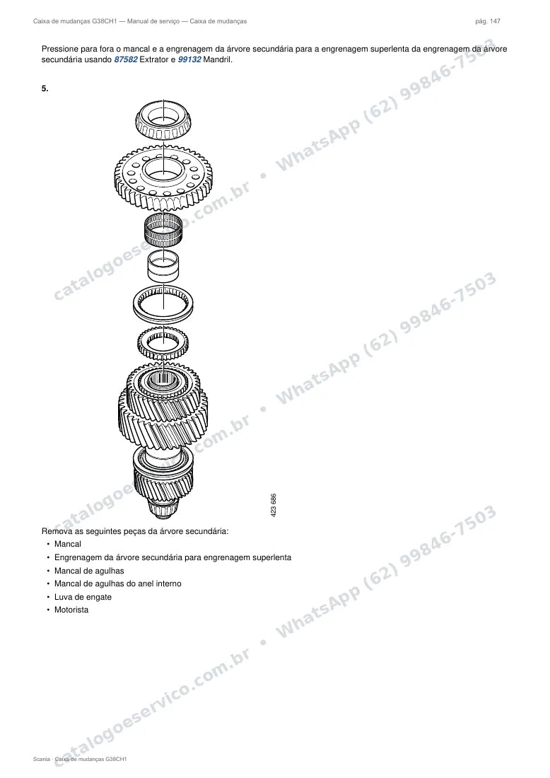 Página do manual de serviço da caixa Scania G38CH1 — Caixa de mudanças