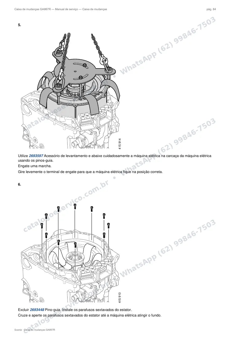 Página do manual de serviço da caixa Scania GA867R — Caixa de mudanças