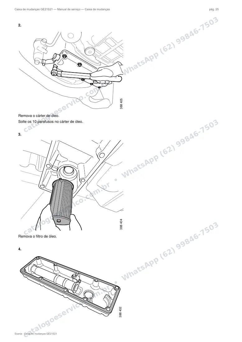 Página do manual de serviço da caixa Scania GE21S21 — Caixa de mudanças