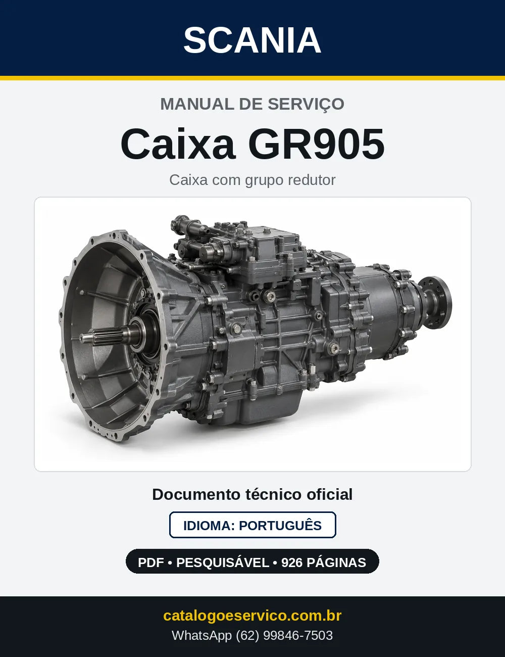 Capa do Manual de Serviço da Caixa de Mudanças Scania GR905 em PDF