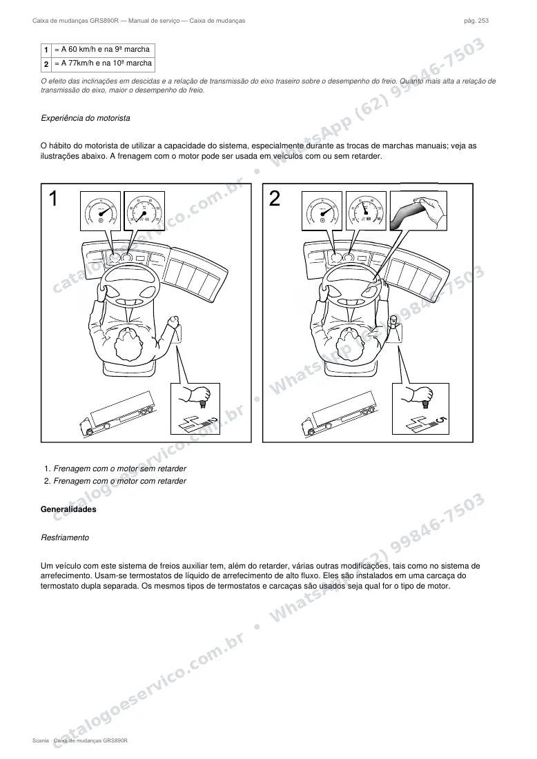 Página do manual de serviço da caixa Scania GRS890R — Caixa de mudanças