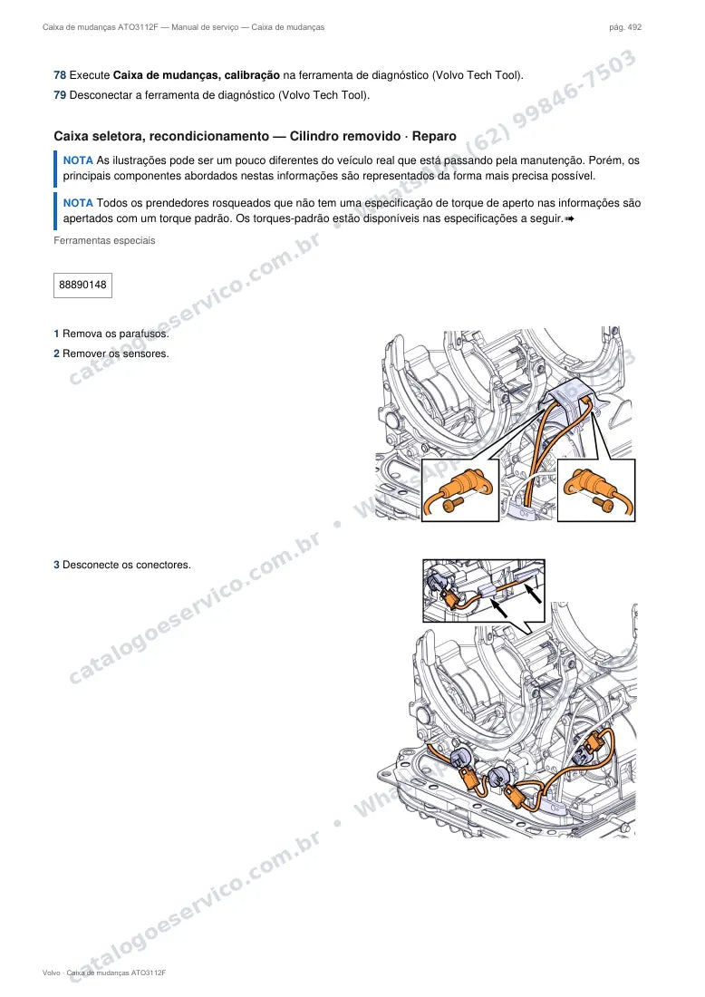 Página do manual de serviço da caixa Volvo ATO3112F — Caixa de mudanças