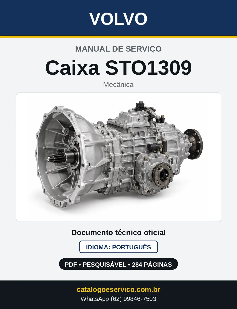Capa do Manual de Serviço da Caixa de Mudanças Volvo STO1309 em PDF