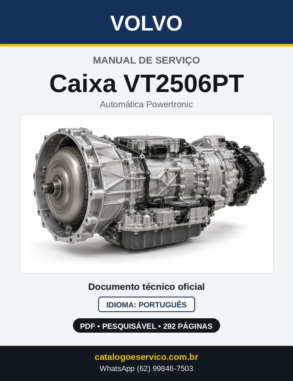 Capa do Manual de Serviço da Caixa de Mudanças Volvo VT2506PT em PDF