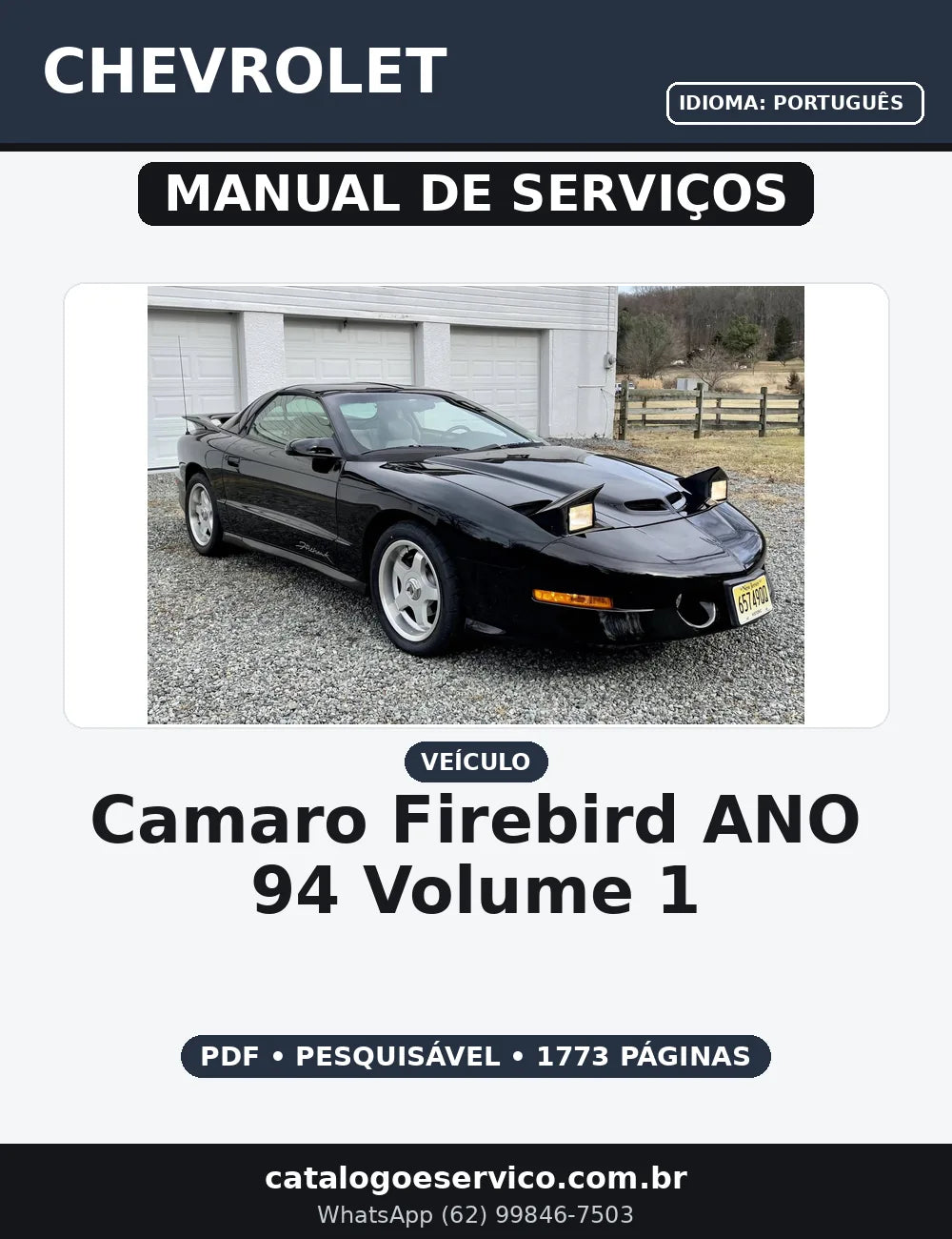MANUAL DE SERVIÇO CAMARO FIREBIRD ANO 94 — capa do manual de serviço