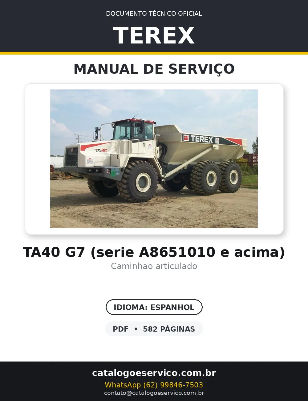 MANUAL DE SERVIÇO CAMINHÃO TA40 G7 TEREX — capa