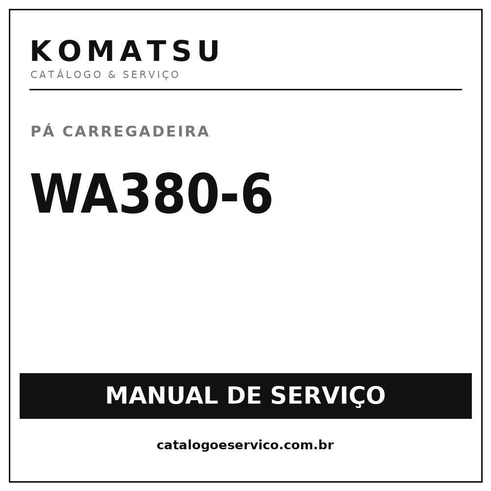 Manual De Servico Carregadeira Komatsu Wa 380-6