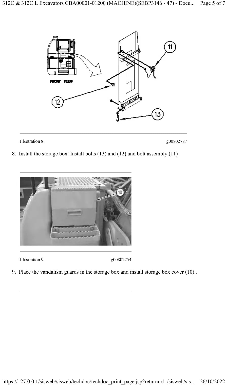 Manual de Serviço Caterpillar 312C L (FDS00001-01200) — amostra 3 de página interna do documento
