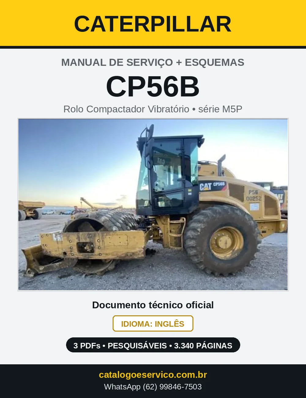 Capa do Manual de Serviço Caterpillar CP56B Rolo Compactador — 3.340 páginas em PDF