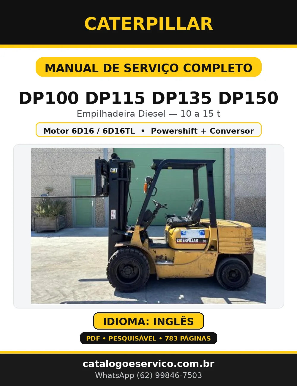 Capa do Manual de Serviço Caterpillar DP100 DP115 DP135 DP150