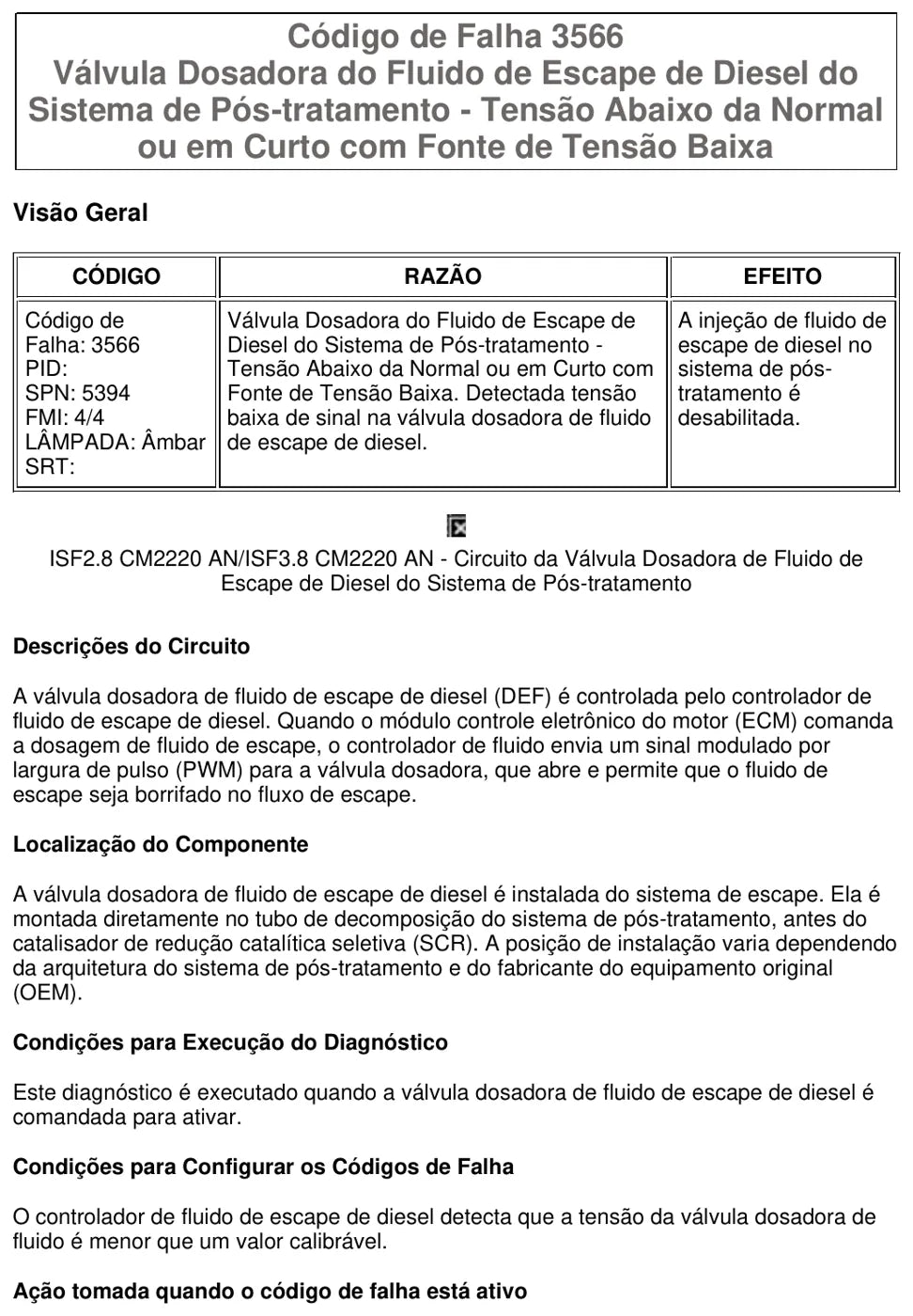 Manual de Serviço Cummins ISF2.8/3.8, ISB, ISD, ISL, ISZ13 e ISM11 — Códigos de Falha — página 3 do documento