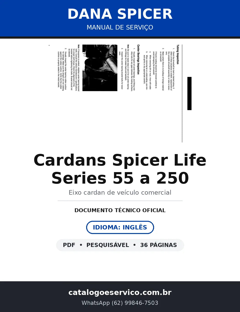 Manual de Serviço Cardans Dana Spicer Life Series SPL 55, 70, 90, 100, 140, 170 e 250 — capa