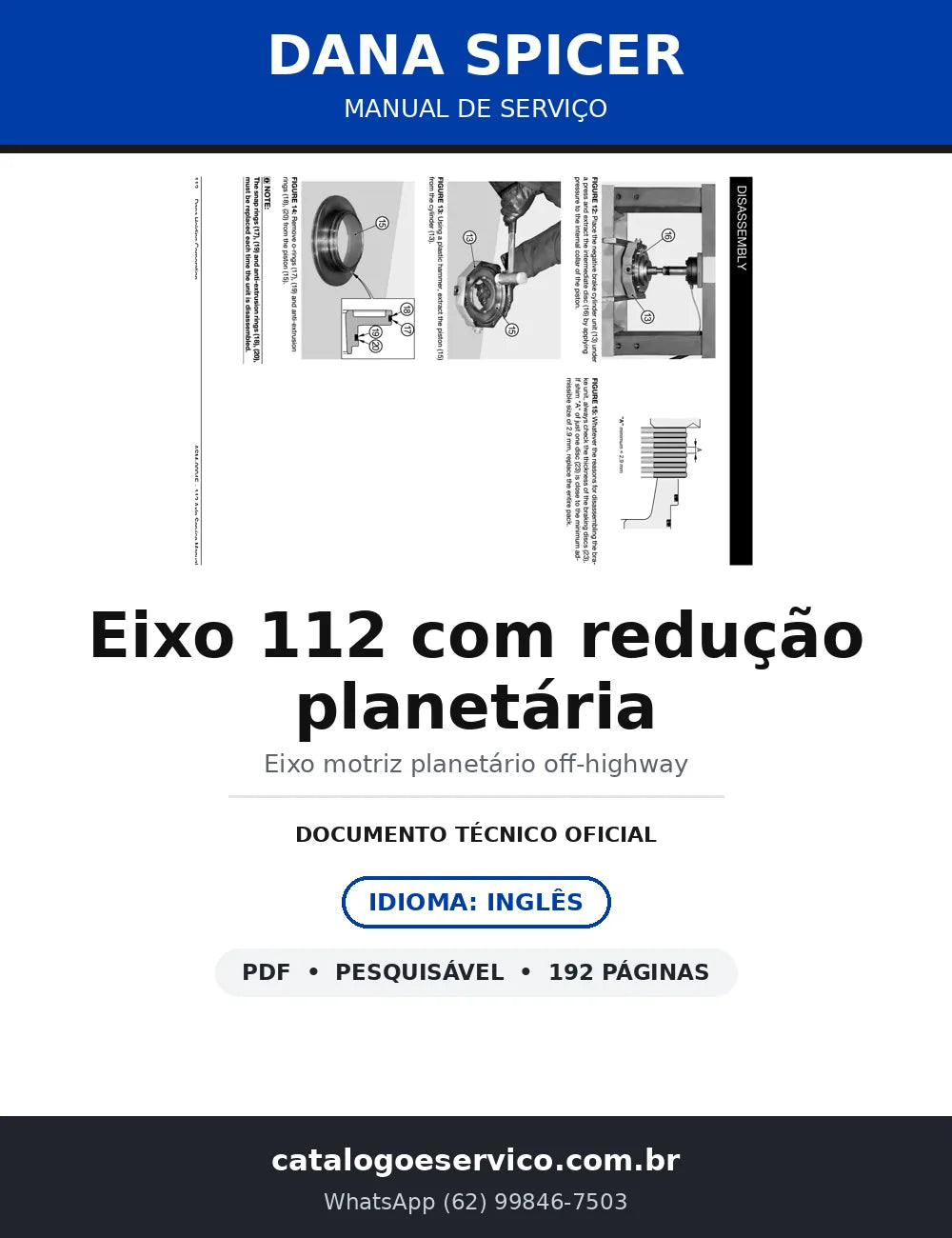 Manual de Serviço Dana Spicer Eixo 112 com Redução Planetária — ASM-0004E Rev. 03 — capa