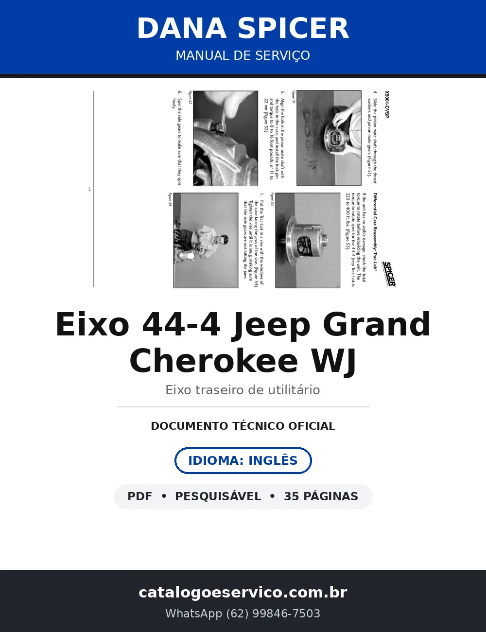 Manual de Serviço Dana Spicer Eixo 44-4 Jeep Grand Cherokee WJ (X5001-CVSP) — capa