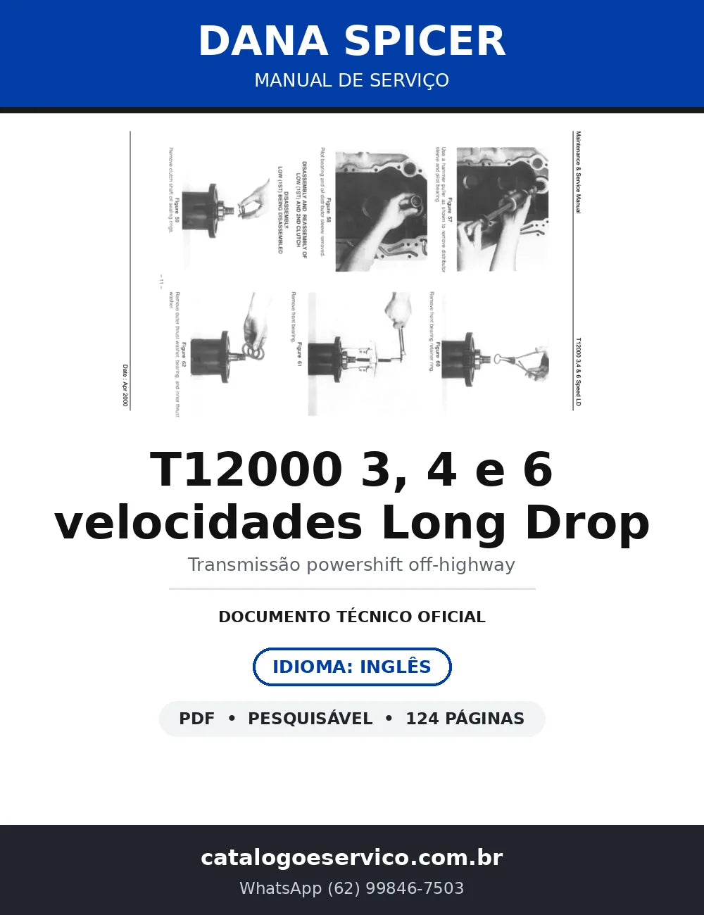 Manual de Serviço Dana Spicer T12000 Long Drop 3, 4 e 6 Velocidades — TSM-0023 — capa