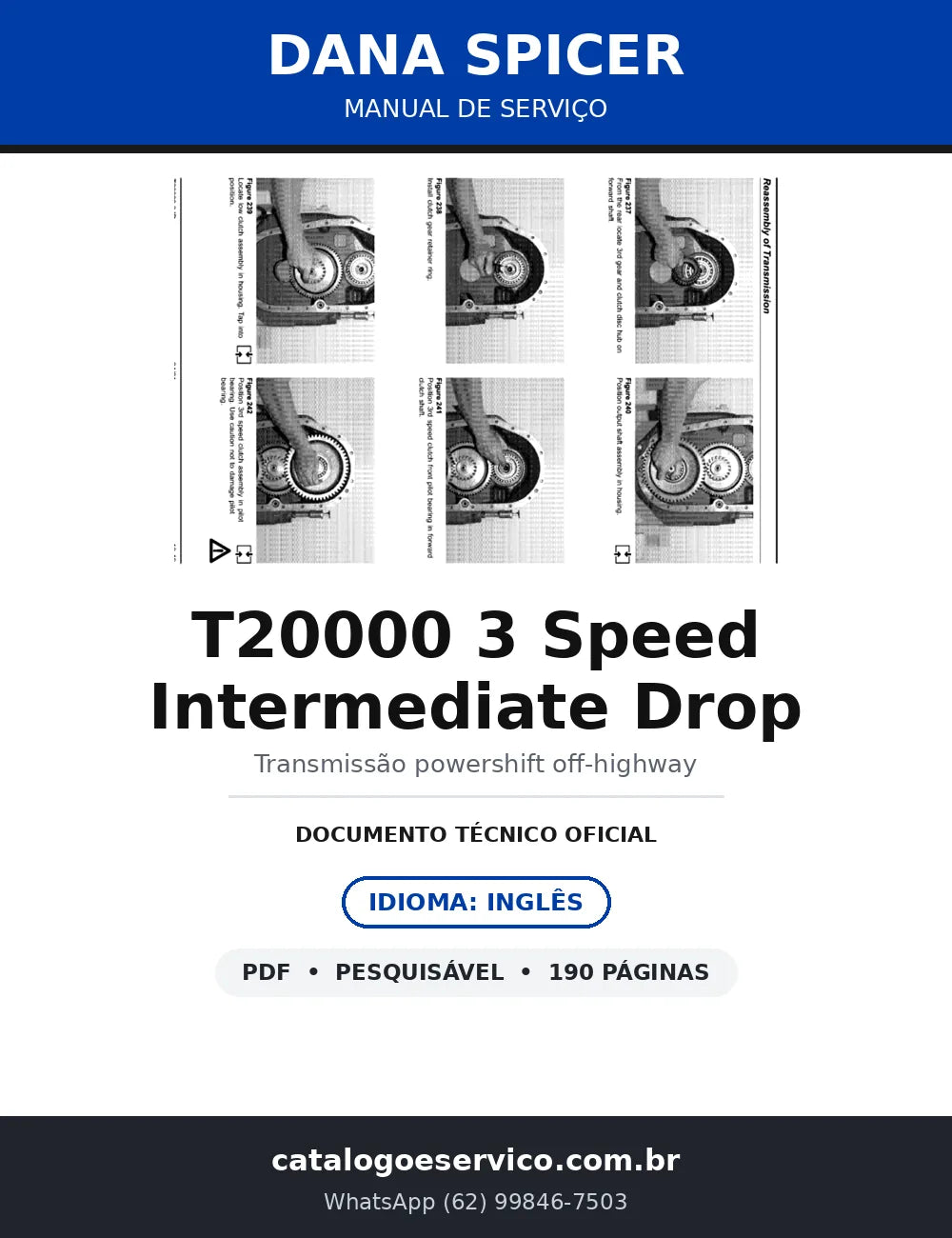 Manual de Serviço Transmissão Dana Spicer T20000 Powershift 3 Speed Intermediate Drop — capa