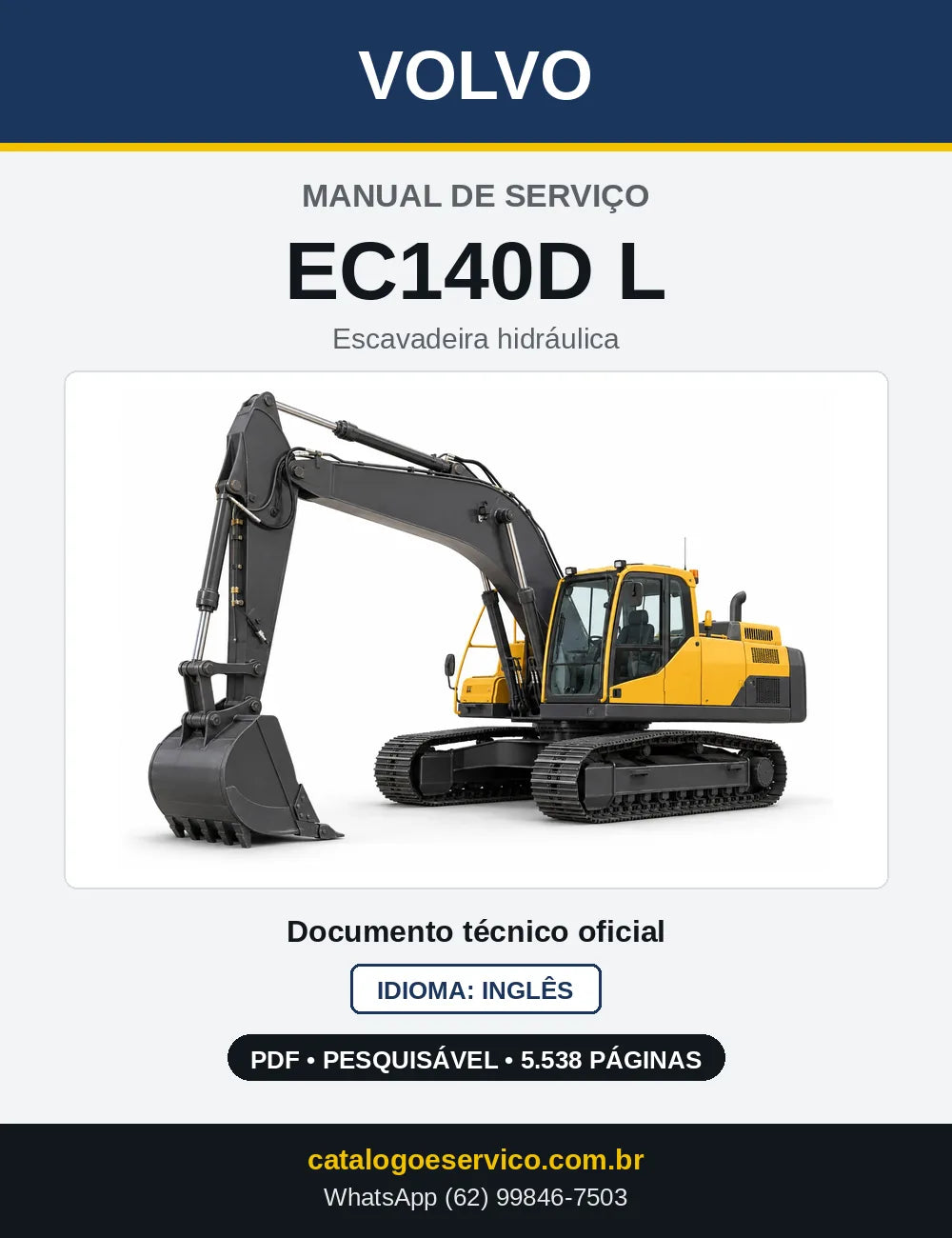 Capa do Manual de Serviço Volvo EC140D L em PDF