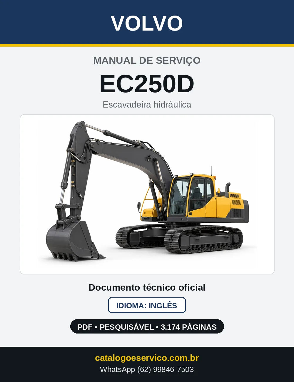 Capa do Manual de Serviço Volvo EC250D em PDF
