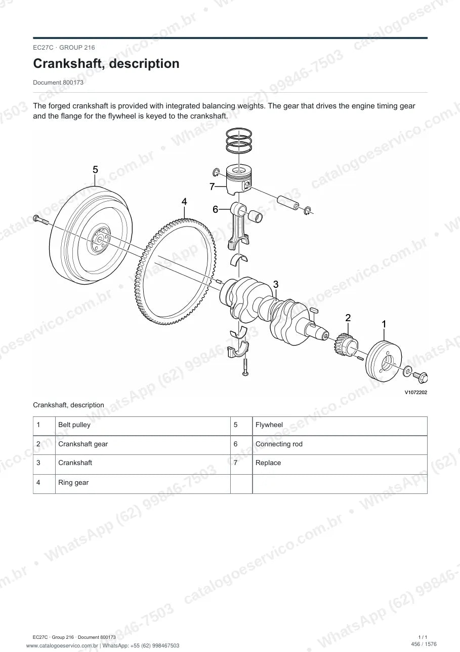 Manual de serviço Volvo EC27C: página de procedimento com texto e figura