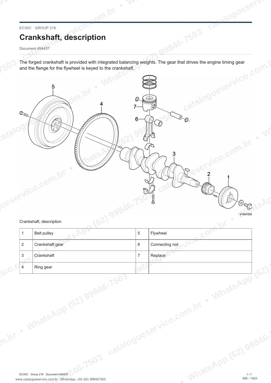 Manual de serviço Volvo EC35C: página de procedimento com texto e figura