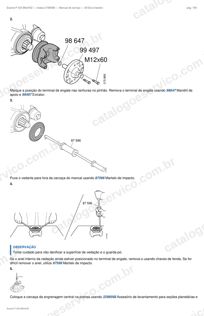 Ilustração do grupo eixo traseiro no Manual de Serviço Scania P 420