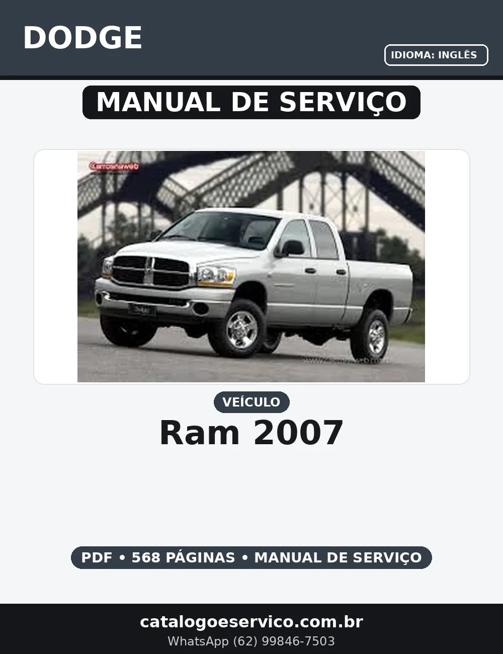 MANUAL DE SERVIÇO DODGE RAM 2007 — capa do manual de serviço