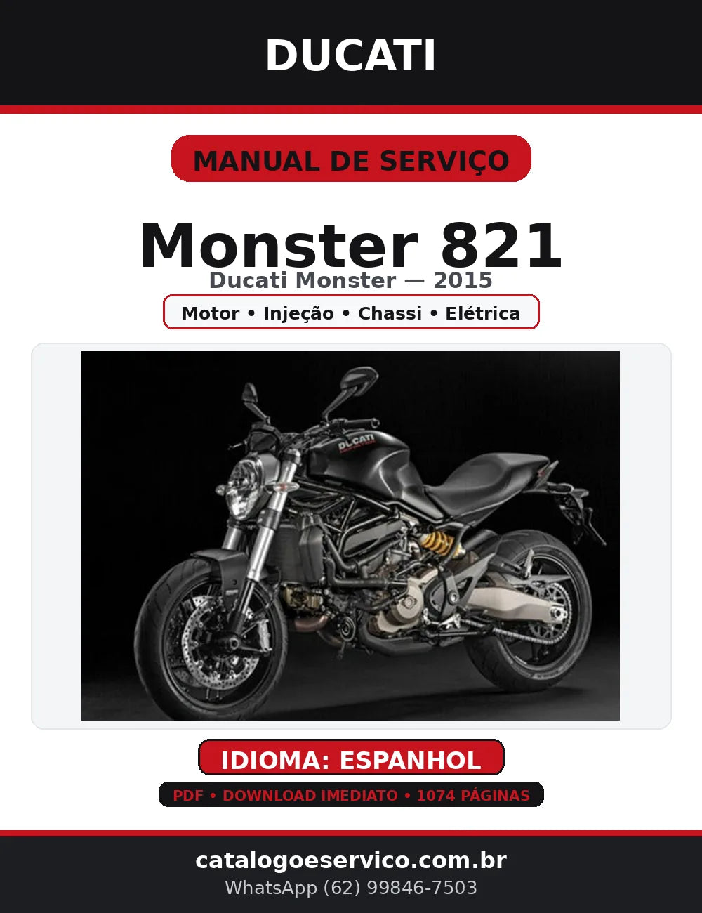 Manual de Serviço Ducati Monster 821 2015 — Taller (PDF, Espanhol) — capa