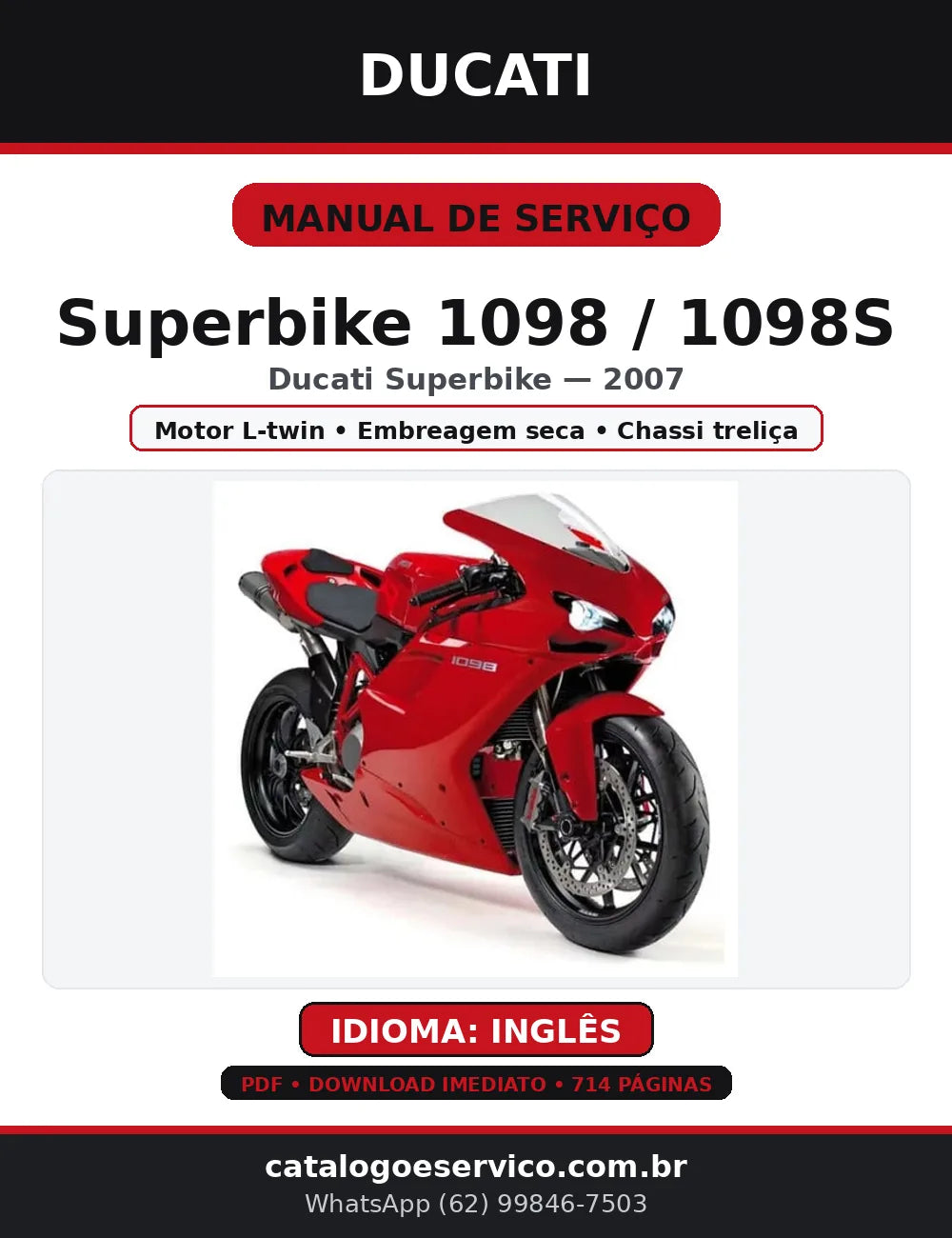 Manual de Serviço Ducati Superbike 1098 / 1098S 2007 (PDF, Inglês) — capa