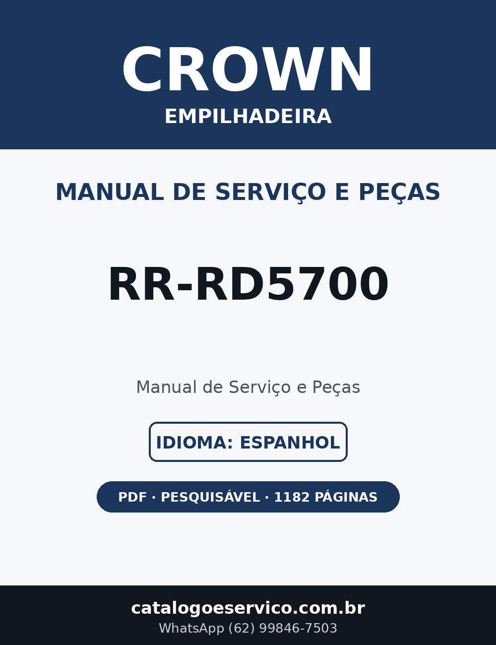 Manual de Serviço e Peças Crown RR-RD5700 — Empilhadeira (Espanhol)