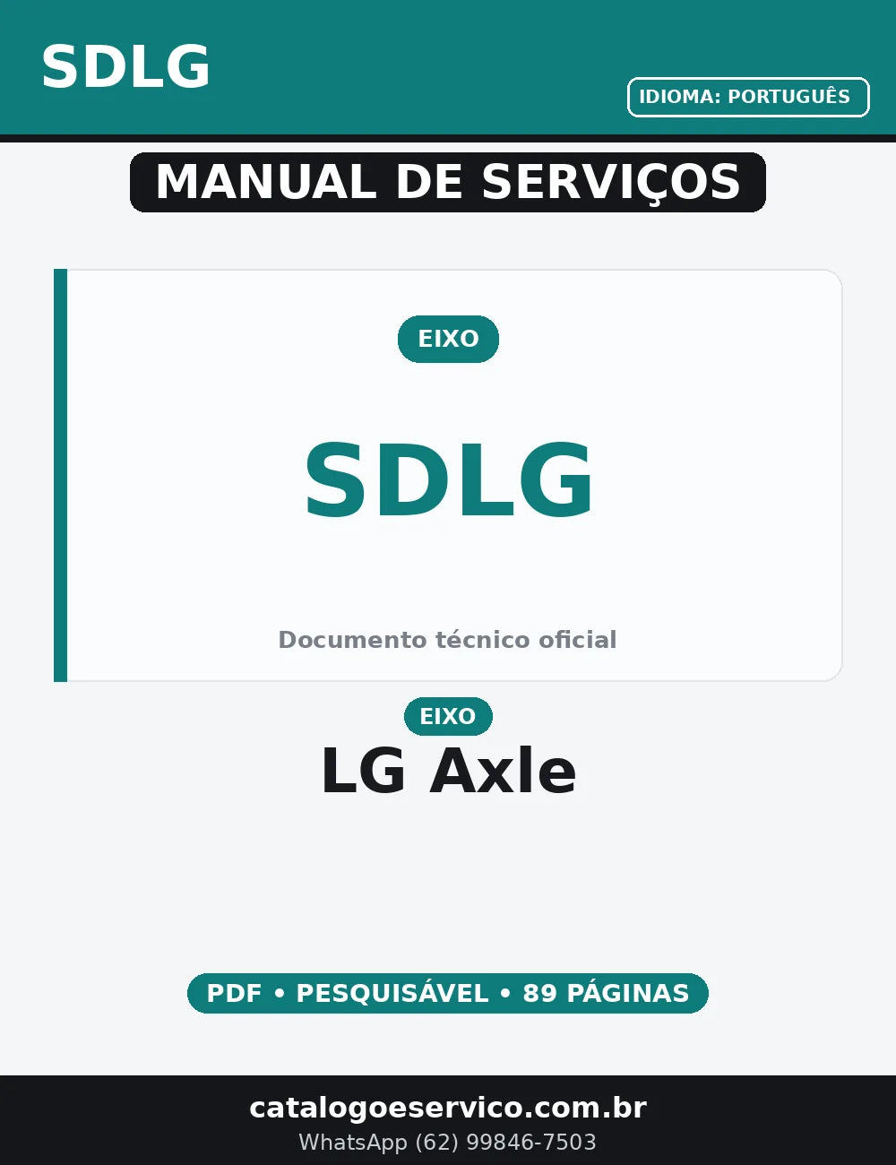 MANUAL DE SERVIÇO EIXO - LG AXLE - SDLG — capa do manual de serviço