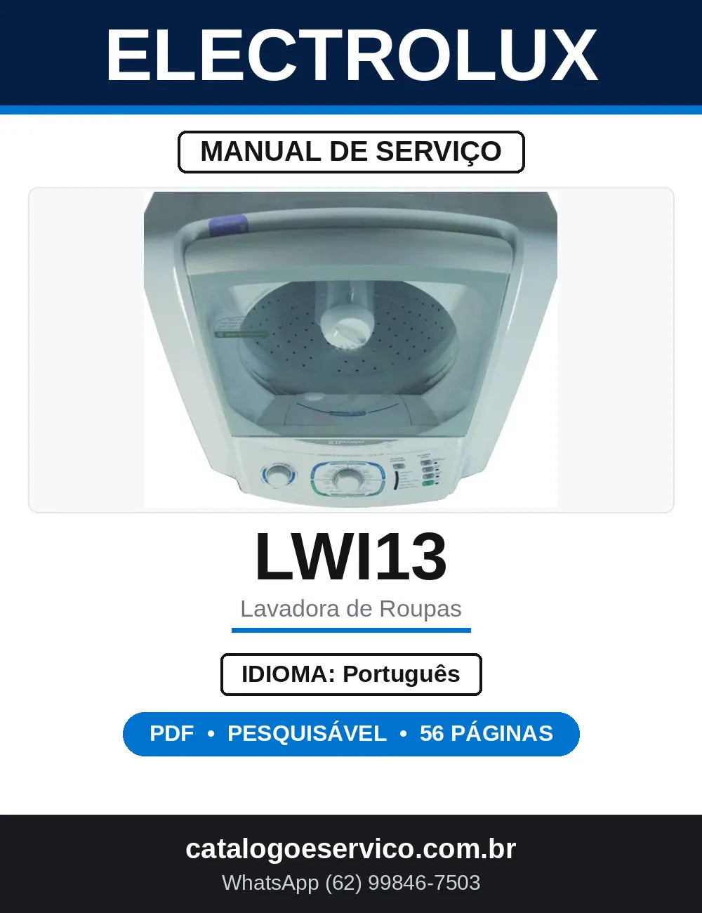 Manual de Serviço Electrolux LWI13 13 kg Inox — capa