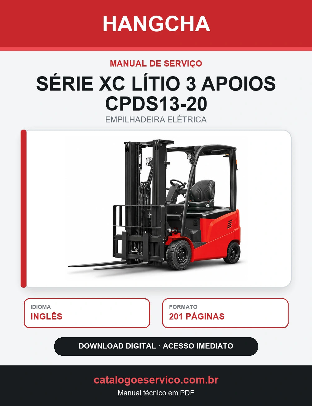Manual de Serviço Empilhadeira Elétrica Hangcha — Série XC Lítio 3 Apoios CPDS13-20