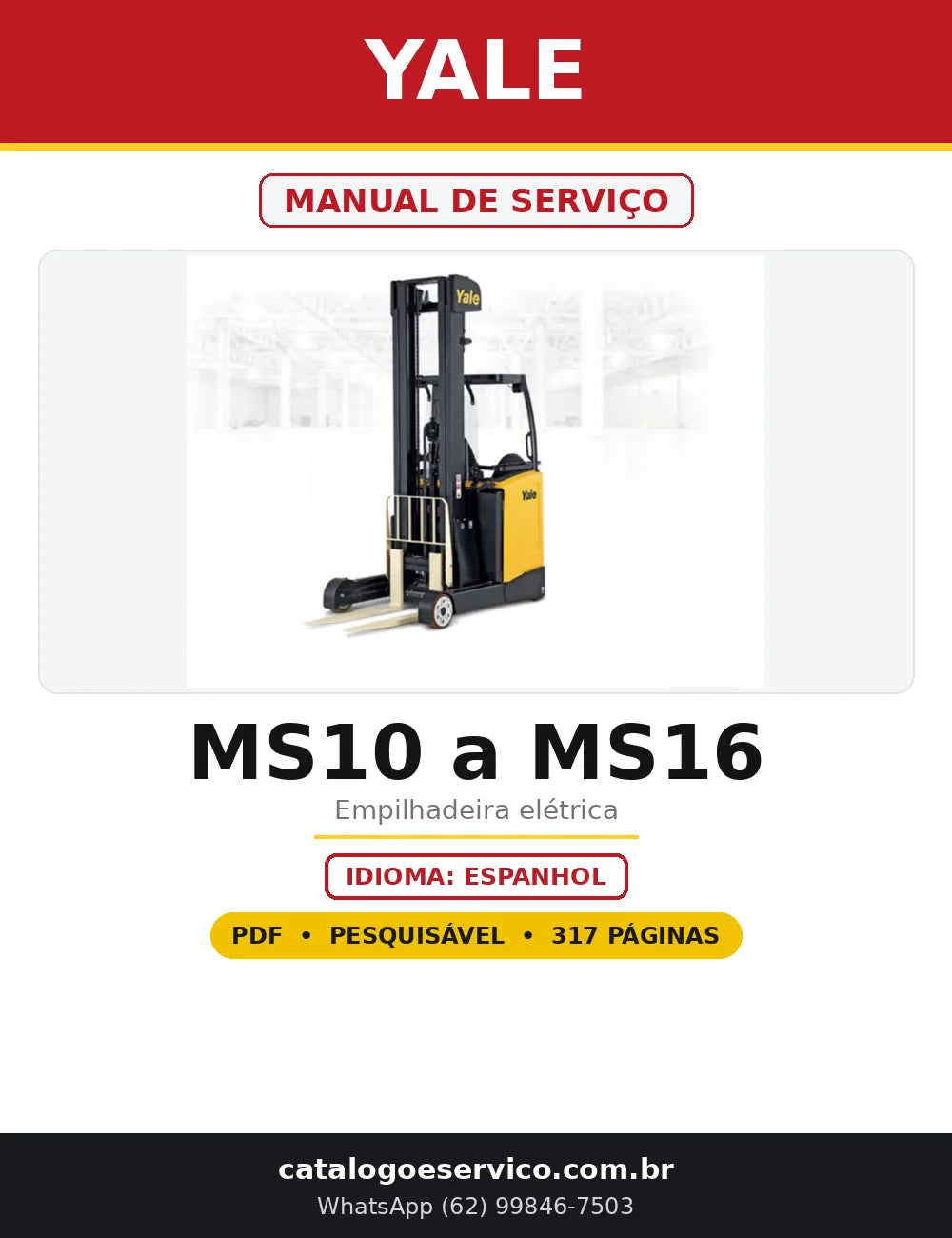 Capa do Manual de Serviço Yale MS10 a MS16 em PDF com 317 páginas