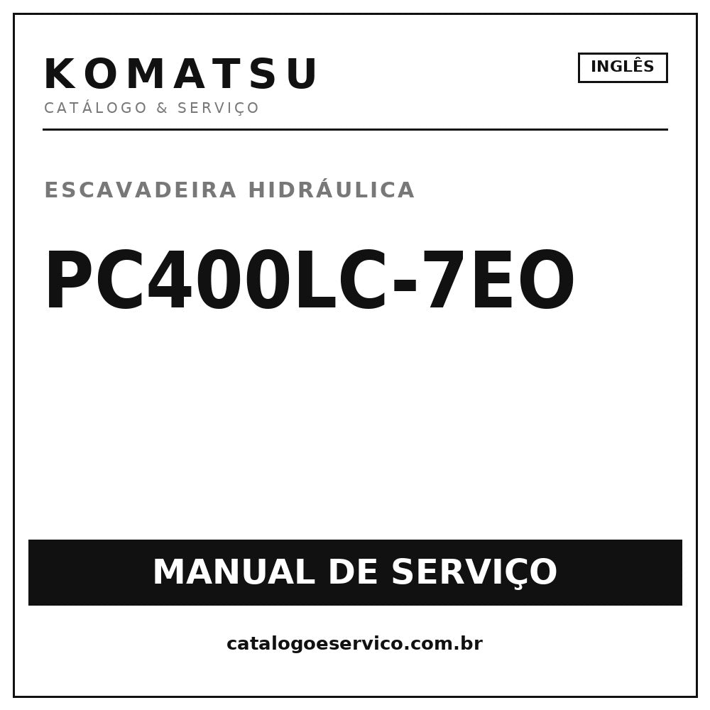 Manual De Serviço Escavadeira Komatsu Pc400lc 7eo - Ingles
