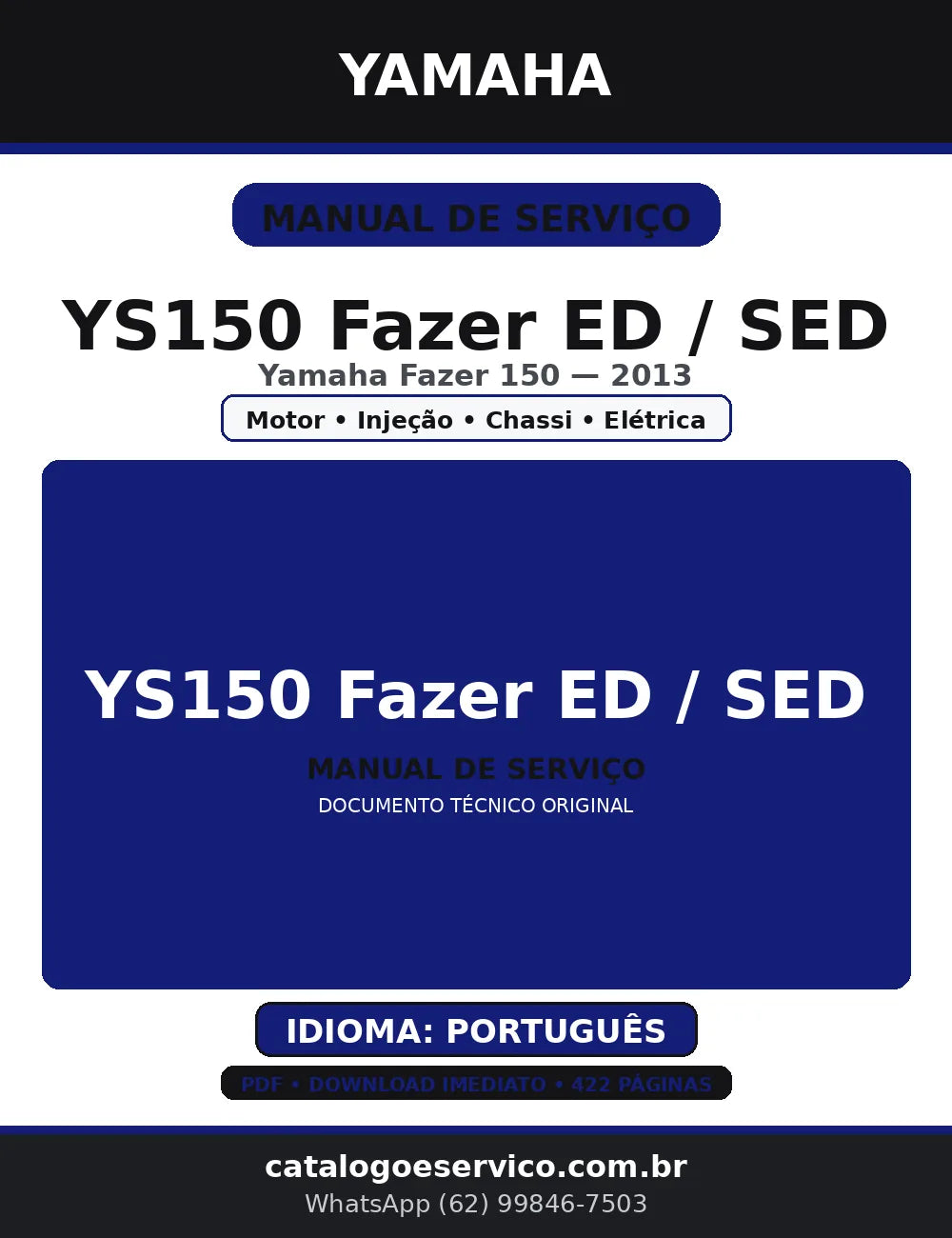 Manual de Serviço Yamaha YS150 Fazer 2013 — Português (PDF) — capa