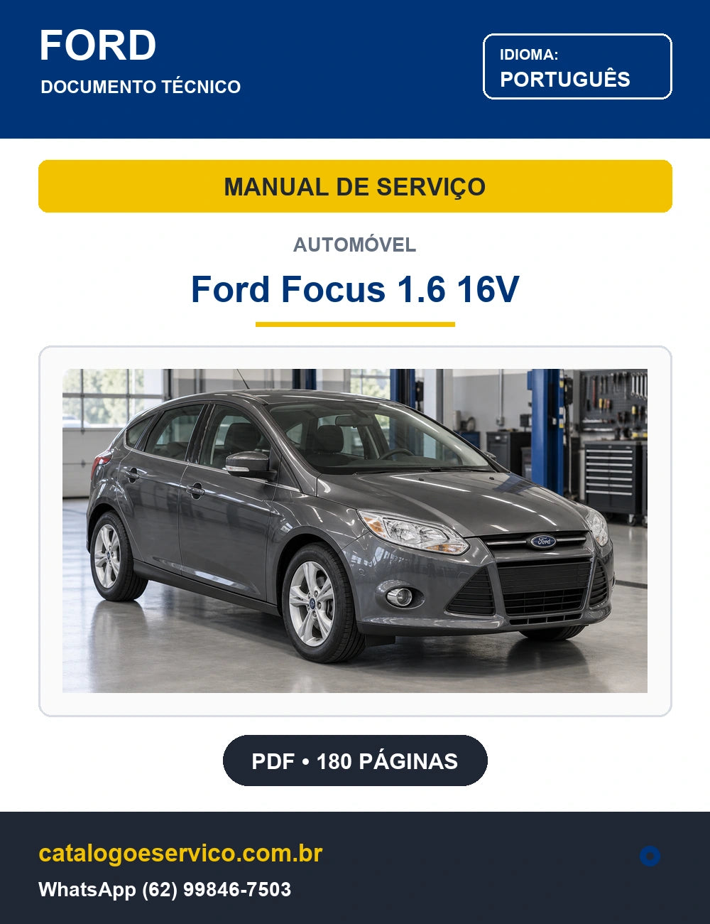 Capa Manual de Serviço Ford Focus 1.6 16V