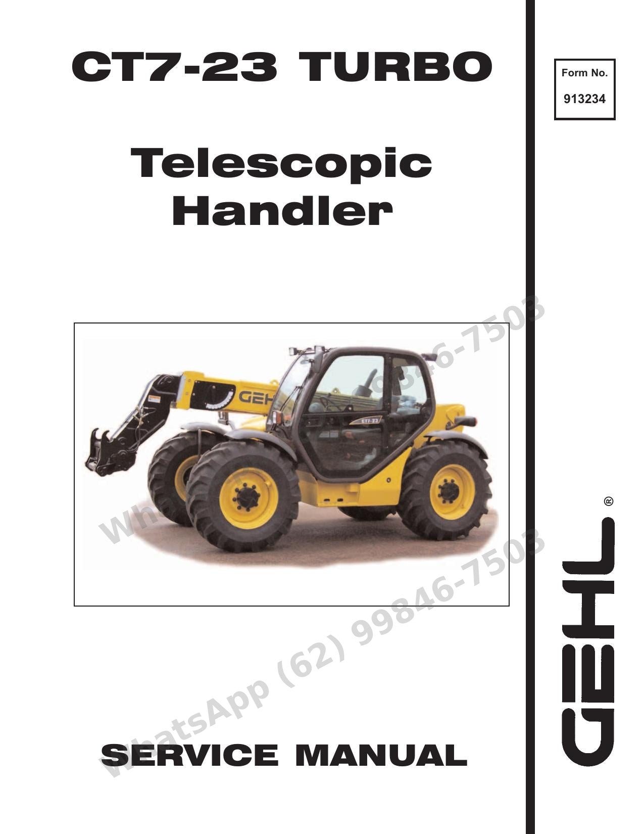 Manual de Serviço GEHL CT7-23 TURBO Manipulador Telescópico — da lança ao Perkins turbo: 11 seções e 832 páginas de oficina