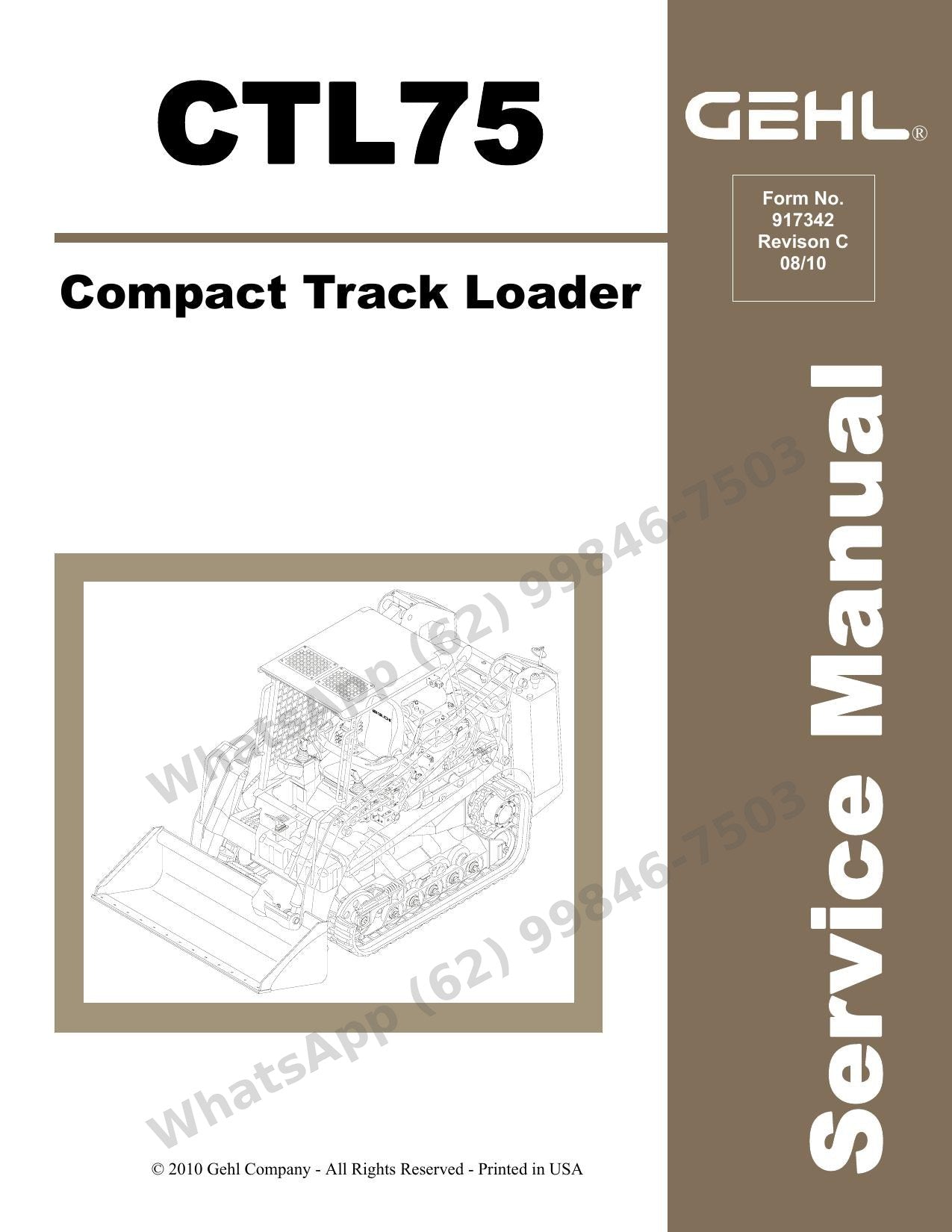 Manual de Serviço GEHL CTL75 Mini Carregadeira de Esteiras — diagramas completos e diagnóstico sintoma a sintoma da esteira compacta