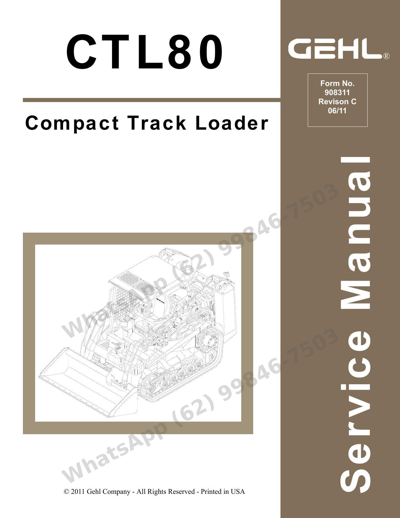Manual de Serviço GEHL CTL80 Mini Carregadeira de Esteiras — inclui manuais Yanmar completos com desmontagem do motor e turbo