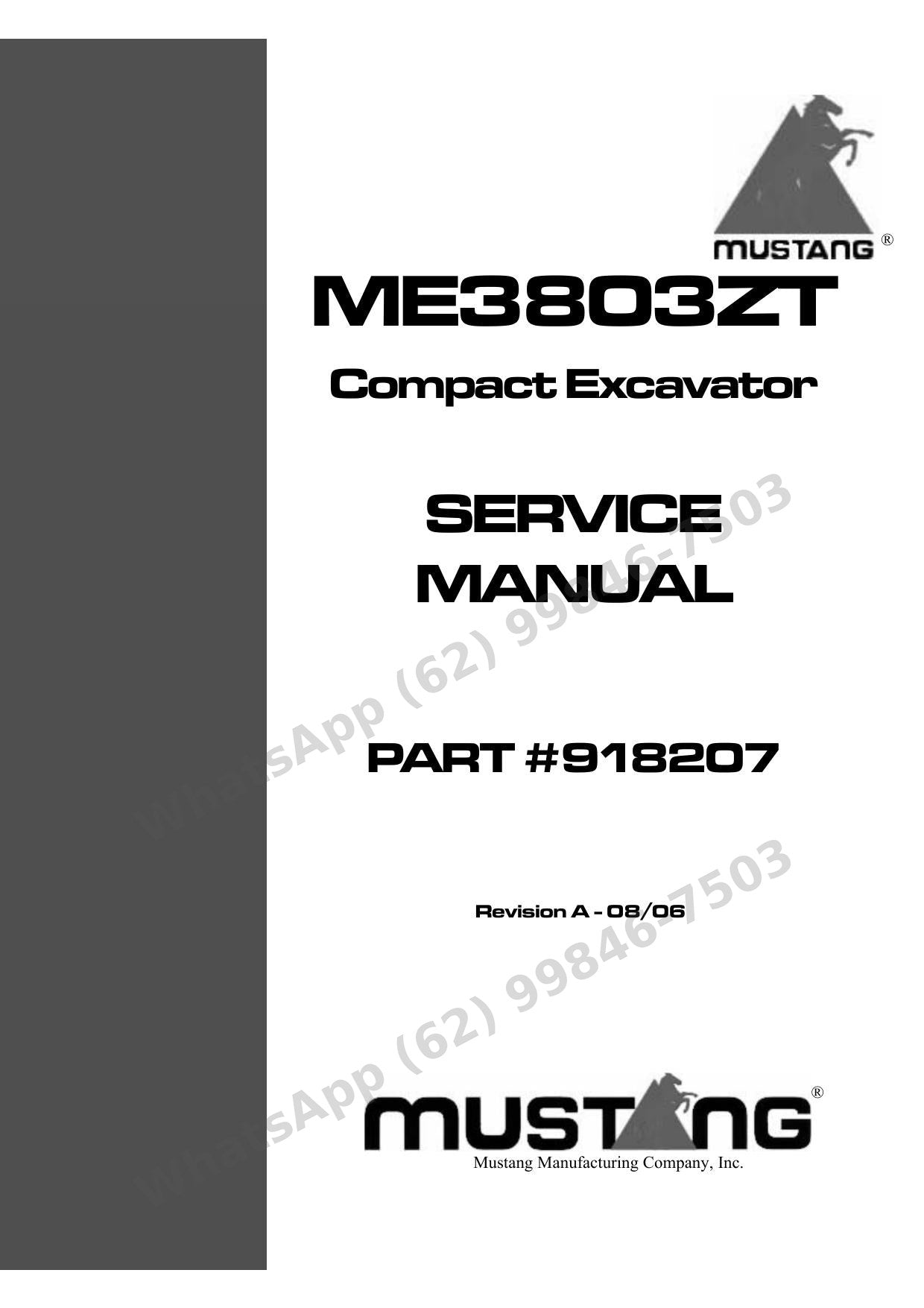 Manual de Serviço GEHL ME3803ZT Escavadeira Compacta — testes de pressão P1/P2/P3, translação por faixa de série e fiação completa