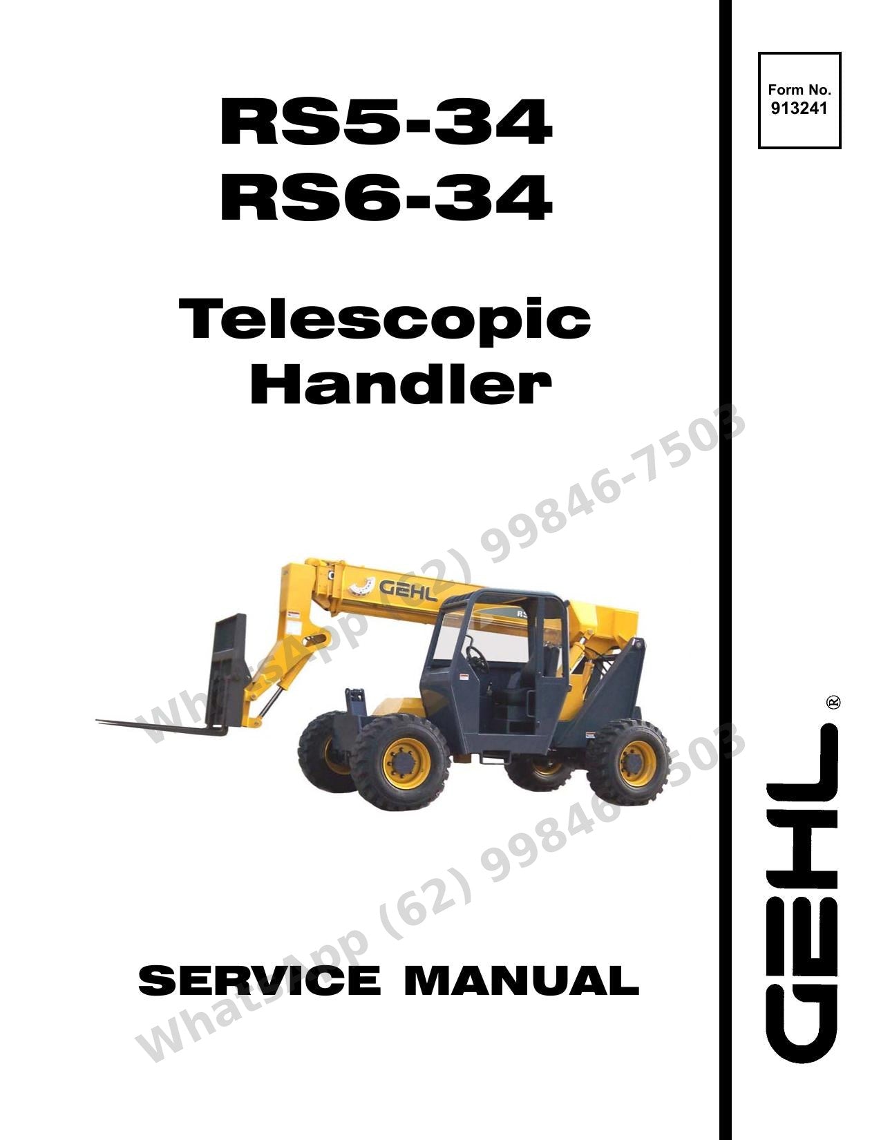 Manual de Serviço GEHL RS5-34 RS6-34 Manipulador Telescópico — da lança telescópica aos cilindros: reparo completo com esquemas