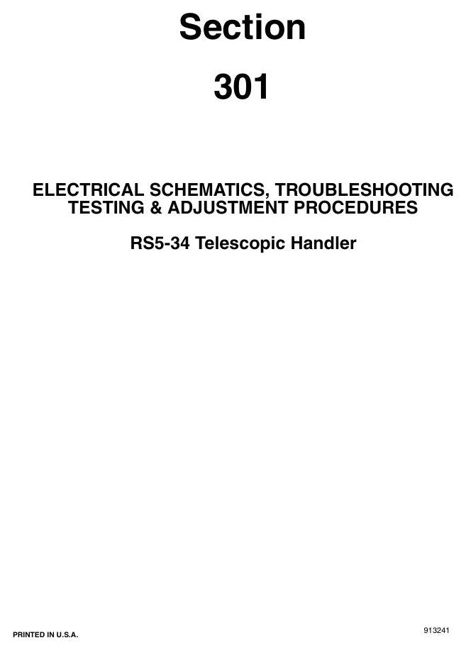 Manual de Serviço GEHL RS5-34 RS6-34 Manipulador Telescópico — da lança telescópica aos cilindros: reparo completo com esquemas — página interna 1