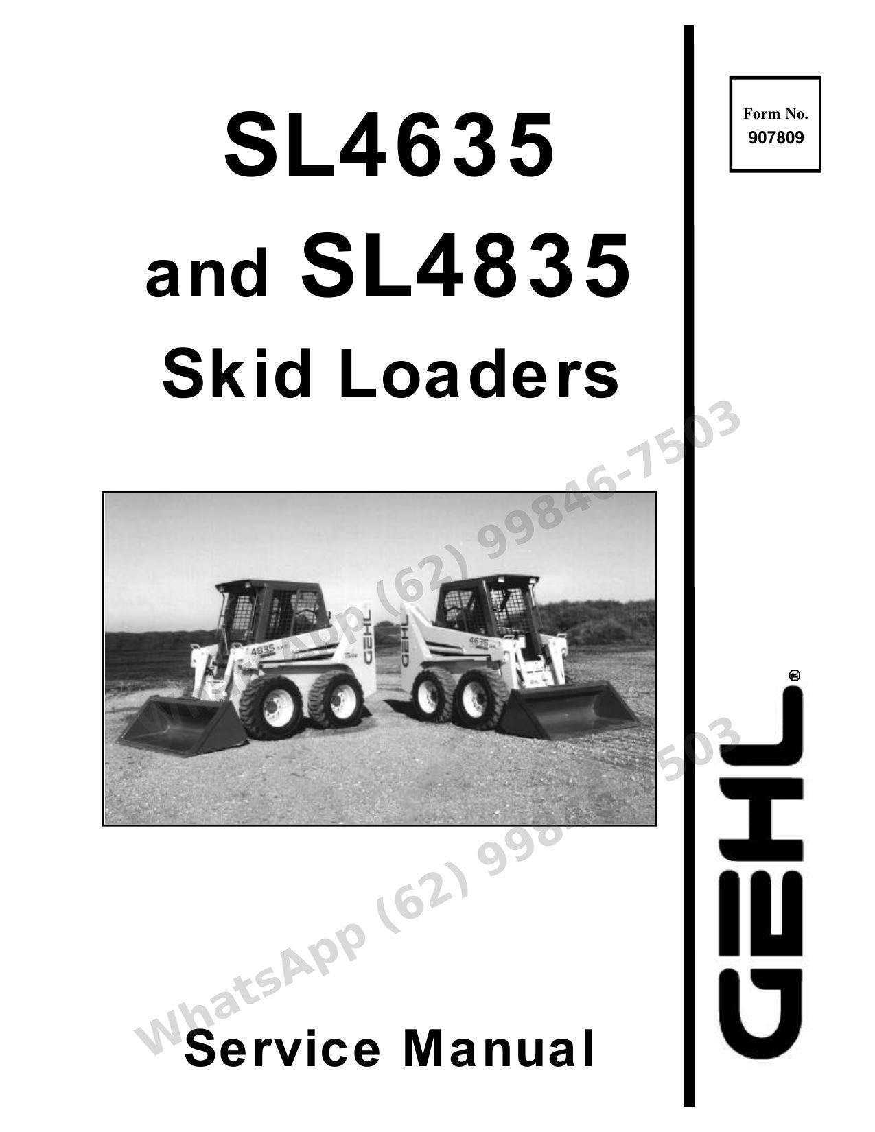 Manual de Serviço GEHL SL4635 and SL4835 Mini Carregadeira — hidrostática, testes de pressão e motores Deutz — inclui versões SX e DX high-flow