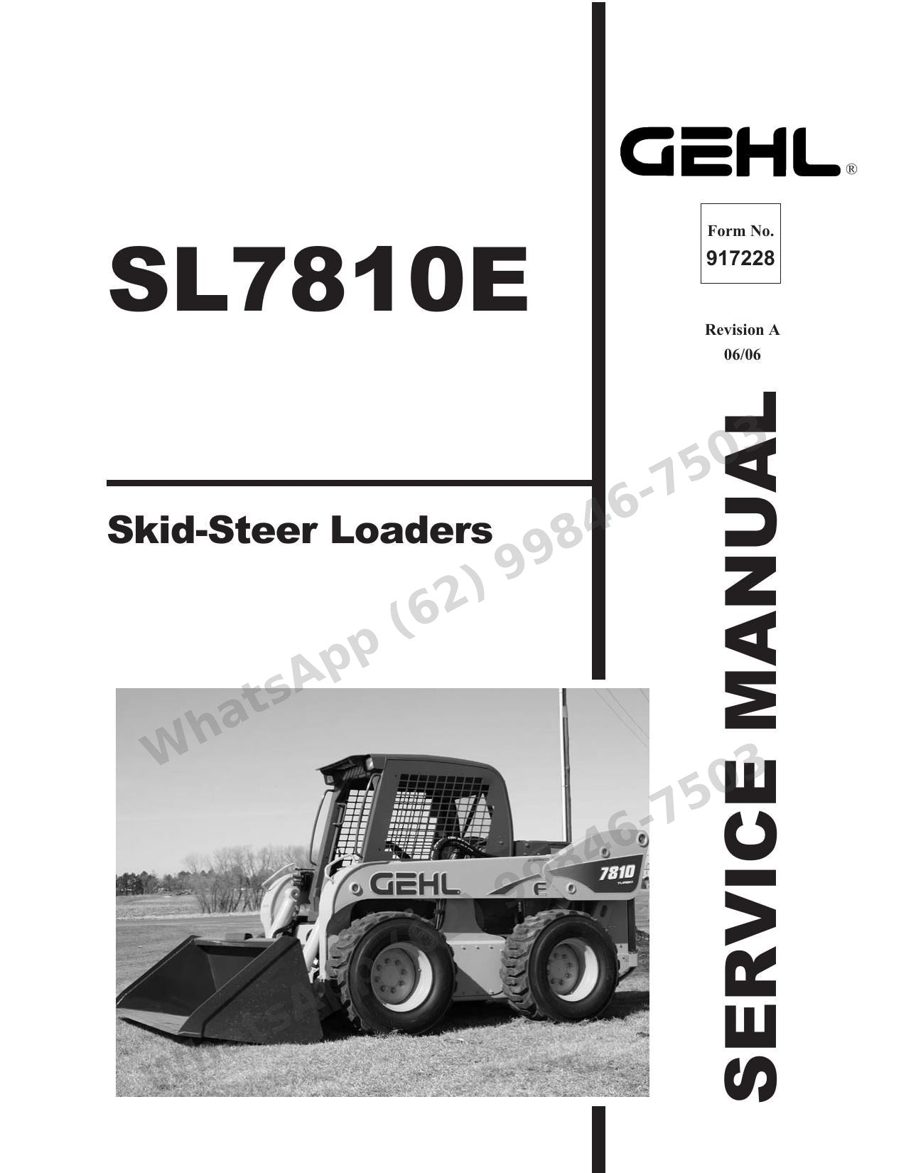 Manual de Serviço GEHL SL7810E Mini Carregadeira — oficina completa da gigante com Cummins e índice A-Z